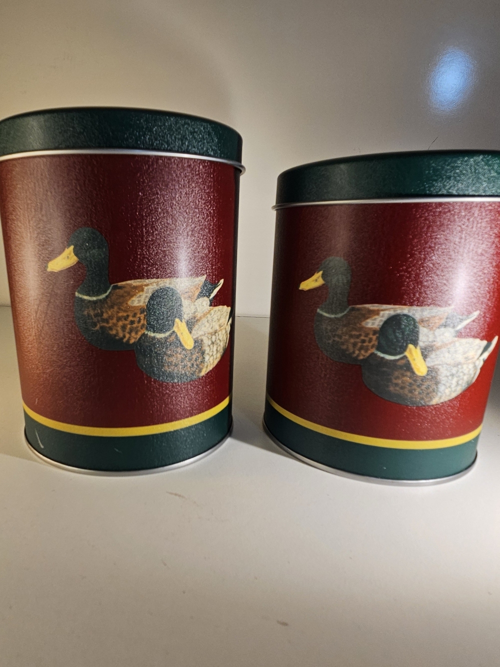 Vintage Mallard Duck Tin Canisters Set of 2 Country Kitchen Decor Wang Intl